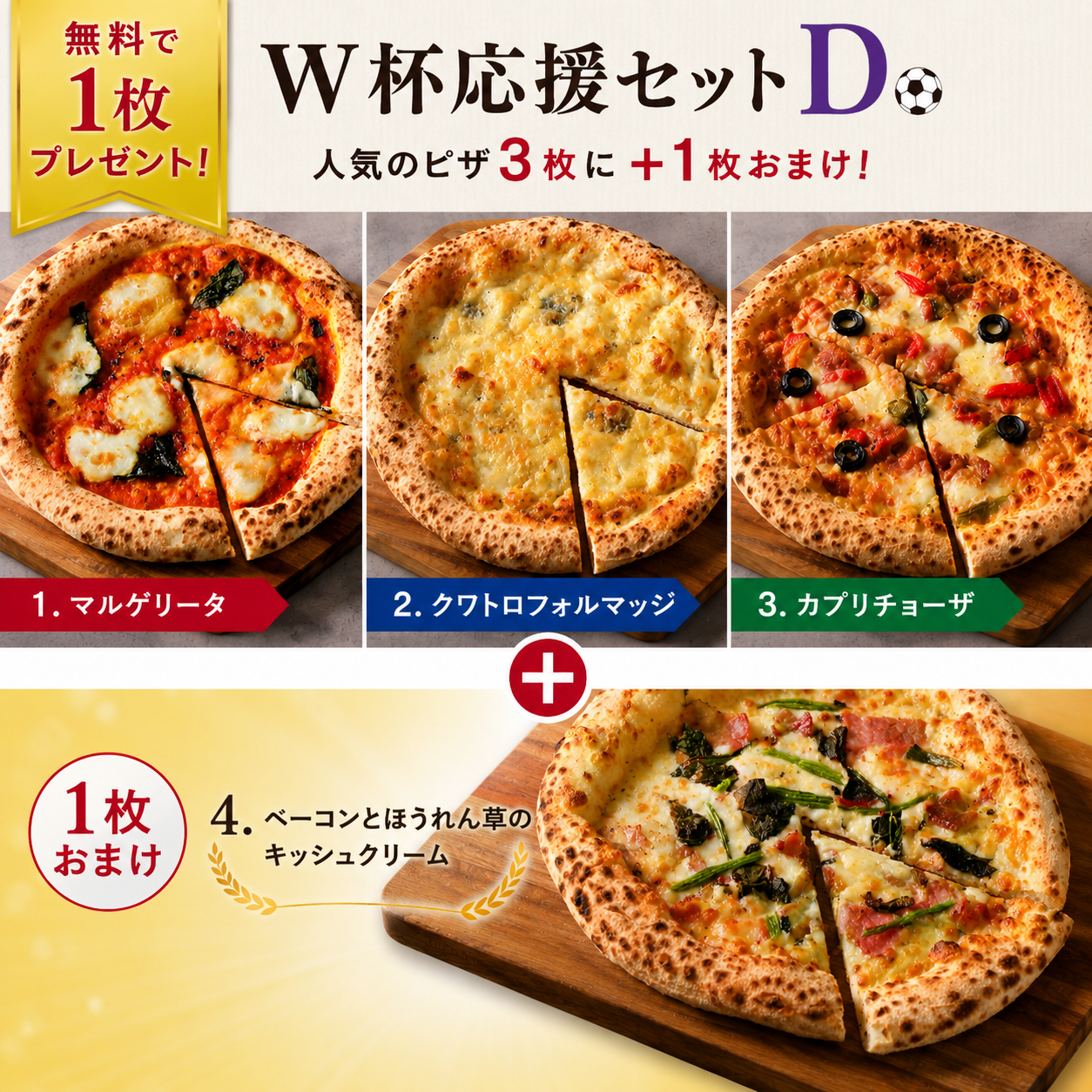 【無料で1枚プレゼント】W杯応援セットD チーズ＆具だくさんセット