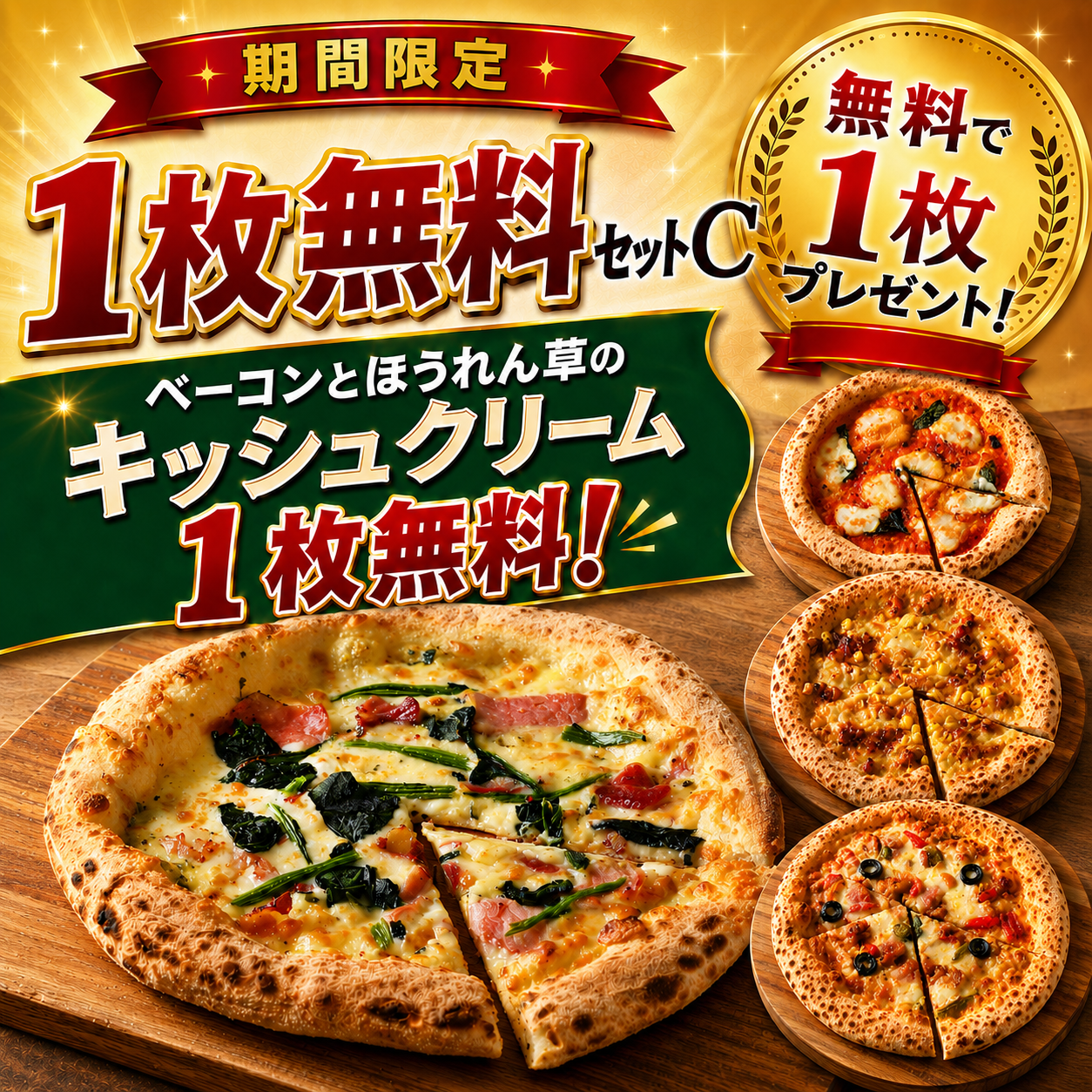 【期間限定】1枚無料セットC 食べ応え満足セット